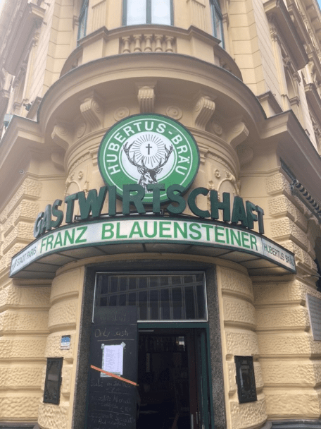 Gastwirtschaft Franz Blauensteiner in Wien. Eingangstür.